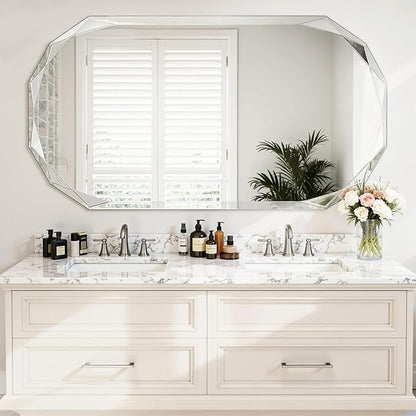 Suidia Bathroom Mirror, Frameless Bathroom Mirror