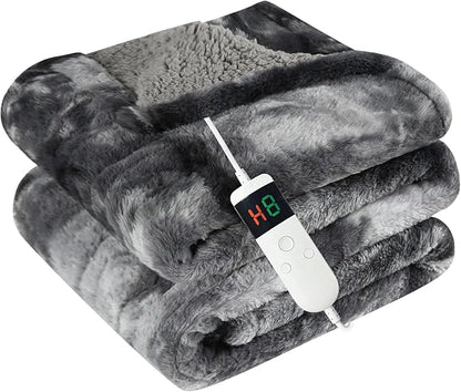 Electric Heated Blanket Full 72''x84''Size Faux Fur Heating Blanket 10 Heating