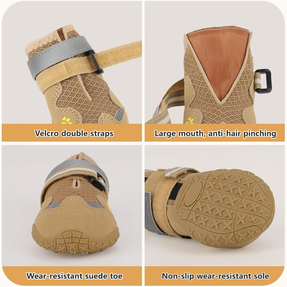 Dog Shoes for Large Medium Small Dog, Mesh Breathable Dog Shoes for Hot Pavement, Anti-Slip Dogs Boots Paw Protectors with Reflective for Outdoor Walking Indoor Hardfloors (Size 8)