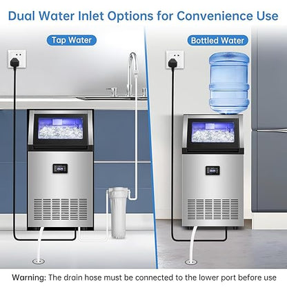 Commercial Ice Maker Machine 200 Lbs/24H, 35 Lbs Ice Bin, Undercounter Ice