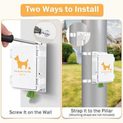 Dog Poop Bag Dispenser, Wall Mount Dogs Waste Bag Holder 100% Water Proof Outdoor Dog Waste Station for Yard Sign for Home Porch Yard (Dispenser Only)