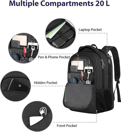 MATEIN 15.6 Inch Backpack for Men Women, 20 L Personal Item Casual Backpack Airline Approved, Water Resistant Laptop Computer Backpack with Multiple Organized Pockets, Black