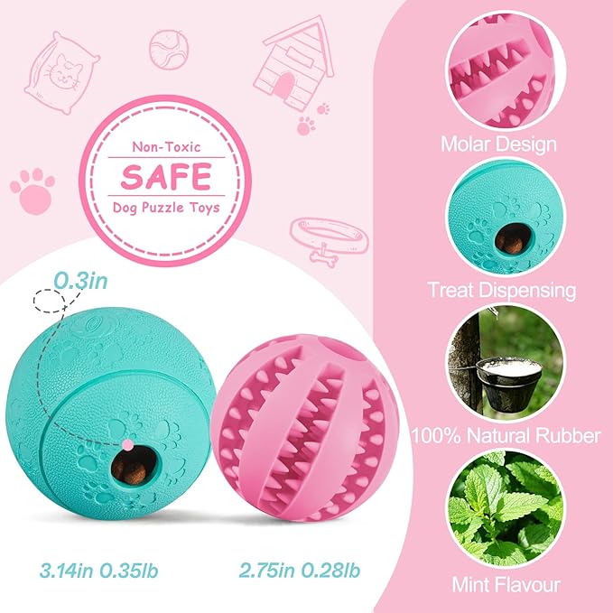 HIPPIH Dog Puzzle Toys & Interactive Toys for Large & Small Dogs - IQ Training, Chewing, Teeth Cleaning & Treat Dispensing - 2 Pack