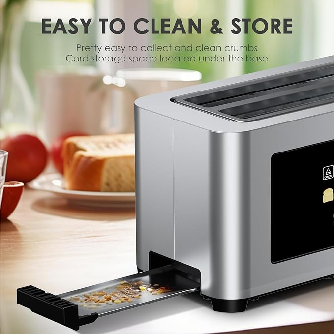 Geek Chef Long Slot Toaster 4 Slice, 1.5" Touch Screen Extra Wide Slots