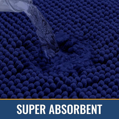 Arotive Bathroom Rugs 59x24, Extra Soft Absorbent Shaggy Chenille Bath Rugs, Machine Washable Rubber Backing Non-Slip Bath Mats for Bathroom Floor Tub and Shower, Home Decor Accessories, Navy
