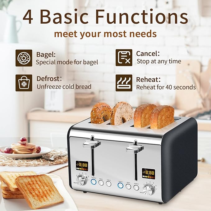 SEEDEEM 4 Slice Stainless Toaster