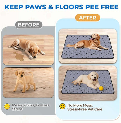 Fostanfly Non-Slip Washable Pee Pads for Dogs, 2 Pack 48''x60'' Extra Large Ultra-Absorbent and Leak-Proof Reusable Potty Training Pads for Dogs, Puppy and Cats of Add 8 Lanyards