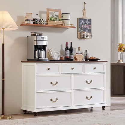 24" Wide Farmhouse Nightstand Set of 2, 37" Tall Rustic Chests of Drawers w/ 4 Solid Wood Feet, Farmhouse Furniture Series for Living Room,Bedroom,White