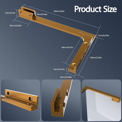 Shower Glass Support Bar, Both Sides Available, Frameless Bathroom Glass Clamp