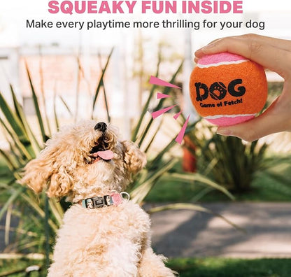 AMA SPORT Squeaky Tennis Balls for Dogs 2.0" Small Dog Tennis Balls for Throwing and Fetching Dog Toys for Training, Exercise, High Bouncing 12 Pack (Multicolor A)