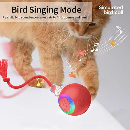 Interactive Cat Toys, Automatic Moving Cat Toys for Bored Indoor Adult Cats, Fast Rolling, Chirping & Motion-Activated Kitty Toys, Fun Gift for Cats with Speedy Tail 2.0, USB Rechargeable,Red