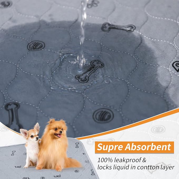 Pee Pads for Dogs Washable, Absorbent,34x52 Reusable Puppy Pads | Waterproof, Non-slip, dog Mats for Potty Training, Playpen, Crate, Senior Dog Incontinence, Housebreaking