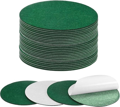 30-Pack Lamp Base Felt, 5 Inch Dia. 2mm Thick Self Adhesive Round Fabric Felt Pads for Lamp/Furniture/DIY, Non-Slip Fiber Backed Patch Circles with Adhesive Backing [Green]