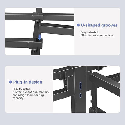 NKZ 24 Inch Twin Size Bed Frame, Metal Bed Frame & Box Spring 2 in 1 Platform with Round Corner Legs, 4000Lbs Heavy Duty Metal Frame, Mattress Slide Stopper, Headboard Hole, Noise-Free, Easy Assembly