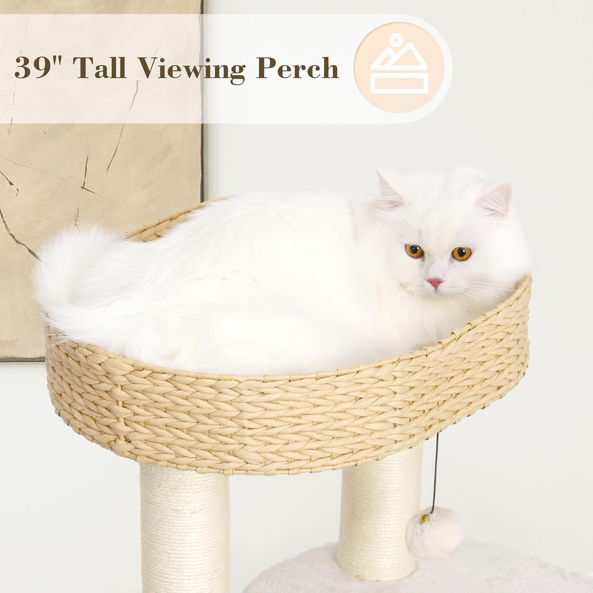 KAMABOKO Modern Cat Tree, 39" Tall Cat Trees for Kittens Climb Play & Rest, Cat-Tree for Indoor Cats w/Natural Sisal Scratching Posts, Hand-Woven Condo & Top Perch