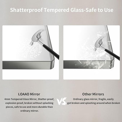 LOAAO 84X32 Inch Brushed Nickel Bathroom Mirror, Rounded Rectangle Silver Metal