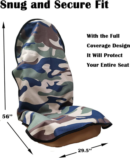 Car Seat Cover Protector Front Seats,for Gym Workout,Running,Swimming,Beach and Hiking,Waterproof Sweat Towel Bucket Seat Covers for Cars SUV Trucks (Camouflage, 2Pcs)
