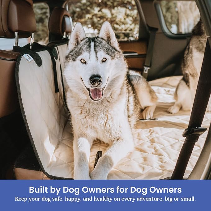 4Knines Split Cargo Liner for SUV – For Dogs & Pets, Heavy-Duty, Waterproof Trunk Mat & Cargo Cover – Fits 60/40 Split Bench & Armrest Pass-Through – Machine Washable, Non-Slip, Durable (Small, Beige)