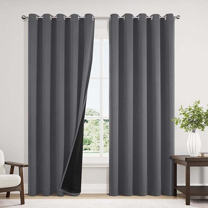 ChrisDowa 100% Blackout Curtains 84 inch Long