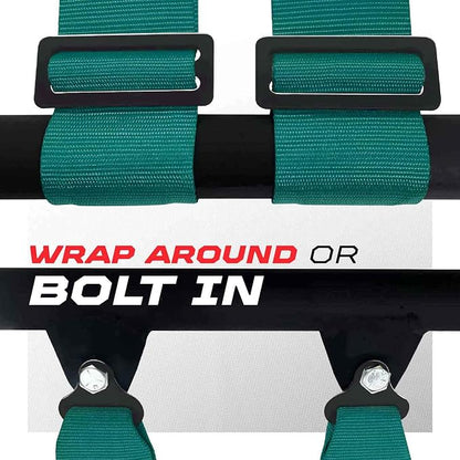 1pc 50 Cal Teal 4 Point Harness 3" Straps, Racing Harness Seat Belt | Ultra Kush padding, Push Button quick release hardware. Universal Fit for UTV, RZR, race car.