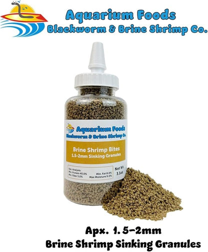 Aquatic Foods Inc. Brine Shrimp Sinking Bites for Guppies, Cichlids, Discus, Corys, Tetras, Bettas All Tropical Fish…3.1oz Squeeze Bottle