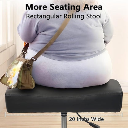 Heavy Duty, Extra Wide Rolling Stool PU Leather Thickened Seat Cushion with Foot Rest Adjustable Height Swivel with Wheels for Spa Salon Tattoo Work Massage Barstool, Black, 4 Pack