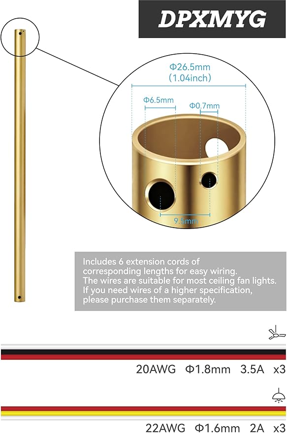DPXMYG 24 inch Ceiling Fan Downrod