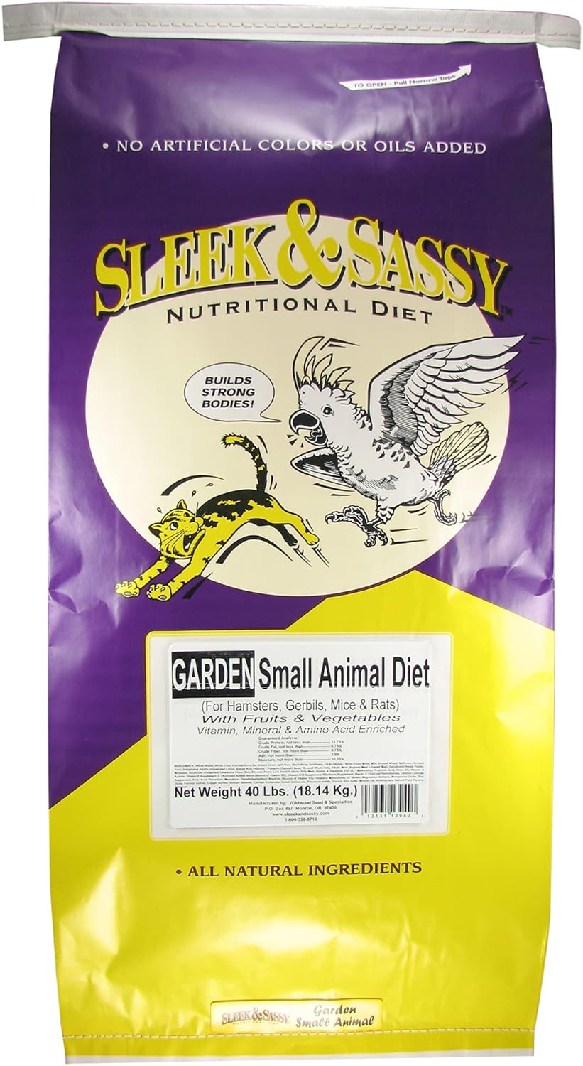 SLEEK & SASSY Garden Small Animal Food for Hamsters, Gerbils, Mice & Rats (40 lbs.)