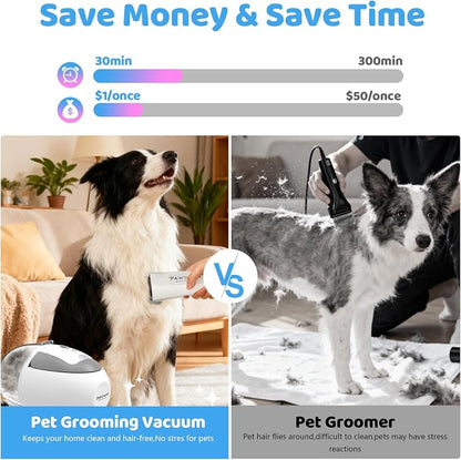 Dog Grooming Vacuum,6-in-1 Pet Grooming Kit,13000Pa,2L Dust Cup | Low Noise <55dB, Steam Brush for Shedding, Clipper & Grooming Kit, Professional for Dogs Cats, Home Cleaning Use