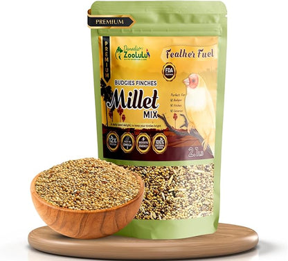 Danodia's Zoolulu Premium Budgies & Finches Millet Mix (950g /2 lbs) | Premium Bird Seed Blend for Budgies, Finches & Canaries | Daily Healthy Nutrition