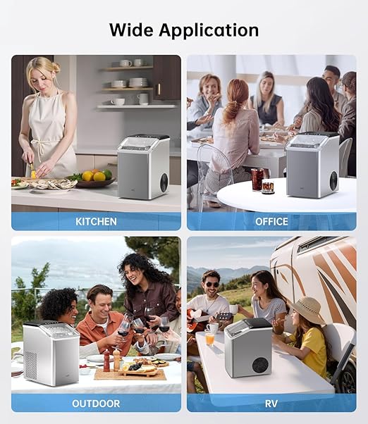 WIE Nugget Ice Maker Countertop 40LBS/24H, Chewable Pellet Ice Makers 8 Mins