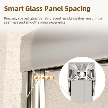 Sliding Shower Door, Royal Guard 56-60" W x 70" H Semi-Frameless Double Sliding