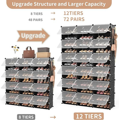 ROJASOP Portable Shoe Rack Organizer, 72 Pairs Covered Shoe Rack Shoe Organizer