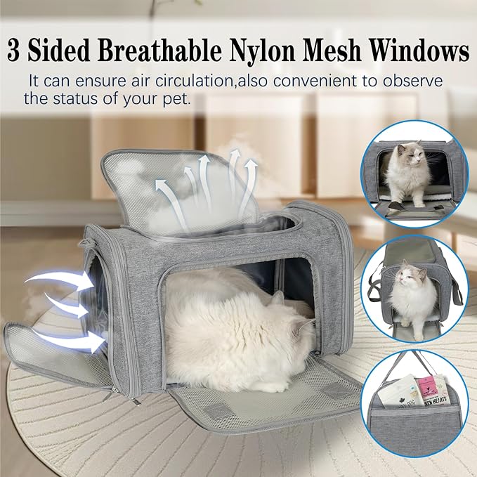 Top tasta Dog Cat Carrier Pet Carriers for Small Medium Large Cats Dogs Carrier Soft Sided Small Puppy Dog Carrier Portable Foldable Airline Approved Dog Cat Travel Carrier Grey Medium