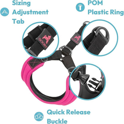 Gooby, Dog Harness, Sporty, Large, Red - Escape Free Sport Harness with Patented Neoprene Technology, 4-Point Adjustment, No Choke, Perfect for Small Dogs No Pull | Patented escape-free frame; Reduces choking; 4-point adjustment; Soft neoprene padding;...