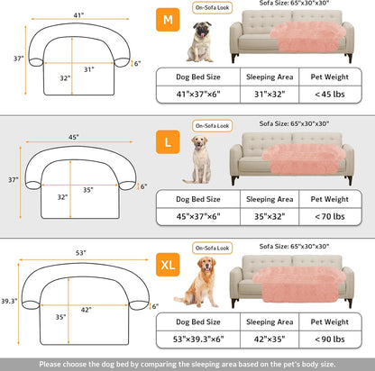 GGIB Calming Dog Bed Fluffy Plush Dog Mat for Furniture Protector with Removable Washable Cover for Large Medium Small Dogs and Cats (Large, Pink)
