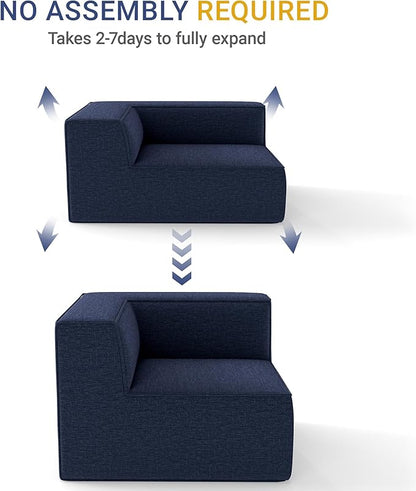38“ Modular Sectional Sofa Convertible Cube Couch Seat Set, Combine L-Shaped U-Shaped, Free Assembly, Space-Saving for Living Room, Thick Foam Fabric Chenille Blue (Only Corner)