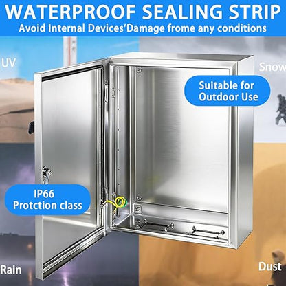 Electrical Enclosure 12x10x6, 304 Stainless Steel Enclosure IP66 Waterproof and