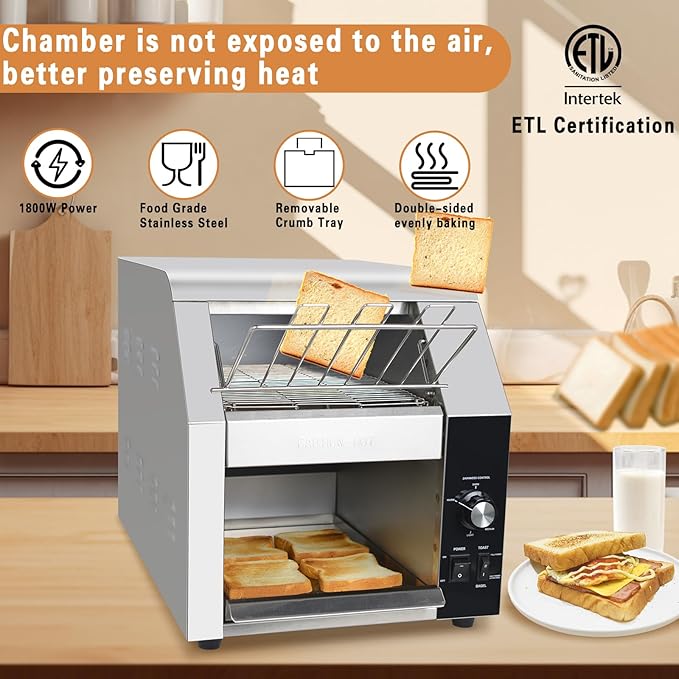 Hakka Commercial Conveyor Toaster, 450 Slices/Hour Heavy Duty Conveyor Toaster