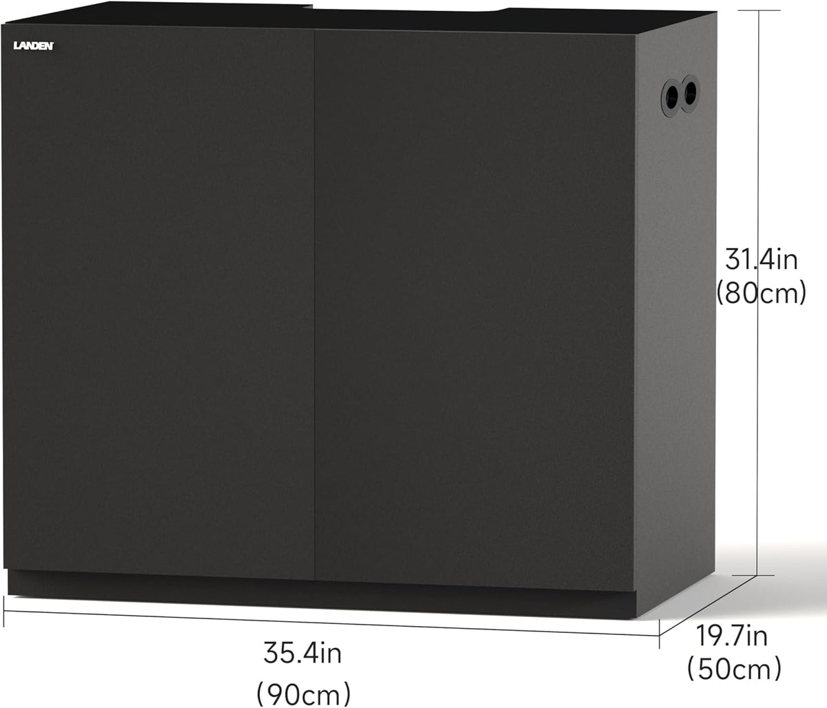 LANDEN Aquarium Wooden Stand and Cabinet for up to 55 Gal Tank, Fish Reptile Sea Salt WaterTank Stand, Nano Foam Leveling Mat Included, W35.5xD19.7xH31.5 in, Wooden Matte Black Painted(Stand Only)