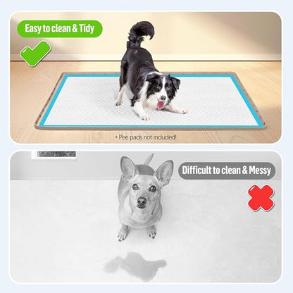 Pee Pad Holder for Dogs 40''x28'' Silicone Puppy Pee Pad Tray, Khaki | Extra Large Dog Potty Tray Leak-Proof, High Edge, No Spill Training Pads for Floor Protection, No Pee Pads