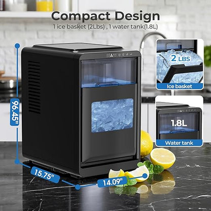 Kismile Crescent-Shaped Ice Maker Countertop, Self-Cleaning Portable Ice Machine