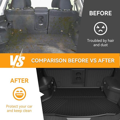 Cargo Mat Compatible with 2014-2020 Nissan Rogue (Not fit Sport Models): Backrest Mats TPE All-Weather Cargo Liner 2017 Rogue Accessories (Trunk Mat+Backrest Mats)