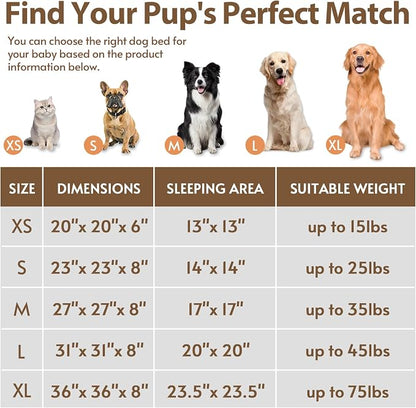 JOLLYVOGUE Calming Dog Bed for Small Dogs - 23 inches Donut Washable Small Dog Bed for Kittens & Puppies, Anti-Slip Round Fluffy Plush Faux Fur Cat Beds (Fits up to 25 lbs Pets, Cream Brown)