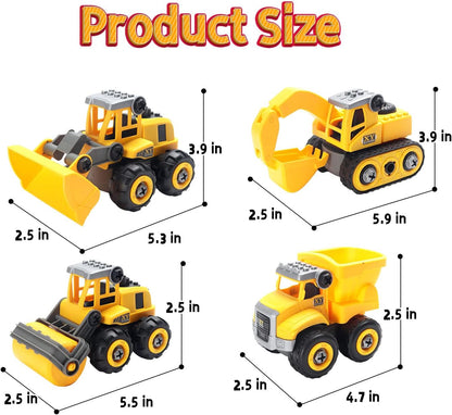 Play Construction Sand Kit,2.2lbs Magic Sand W/4 Large Take Apart Construction Trucks,1 Sandbox,8 Worker Figures and Road Signs,8 Molds,Toys for 2-8 Years Old Boys Girls