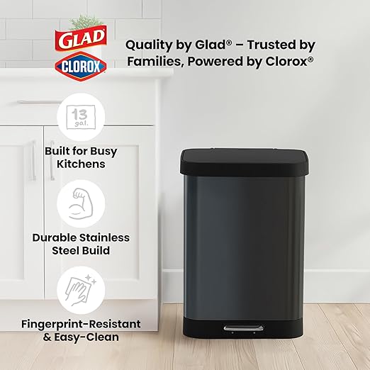 Glad Stainless Steel Step Trash Can