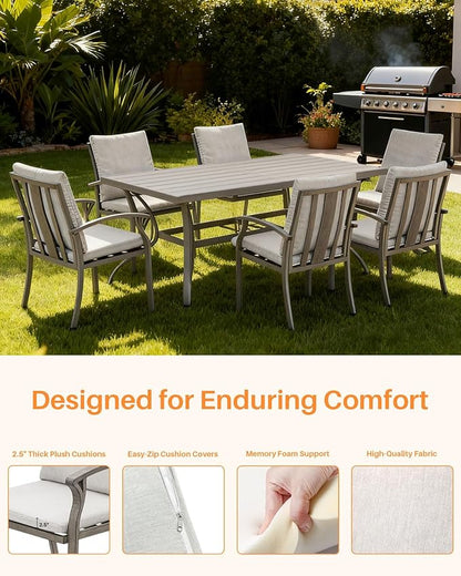 SEEHILL Patio Dining Chairs Set of 4, Aluminum Outdoor Dining Chairs with Thick Cushion, Patio Outdoor Chair Set for Table, Patio Chair Furniture Set for Deck, Backyard, Garden, Pool, Limed Oak