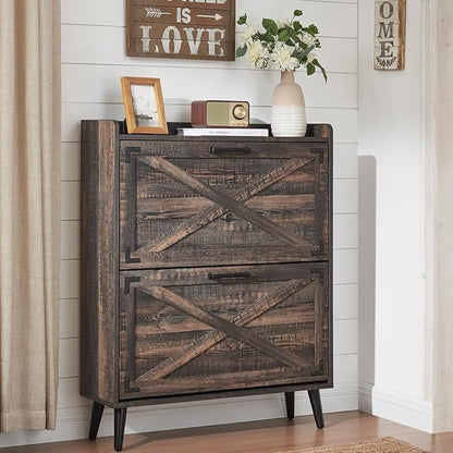 Shoe Storage Cabinet, Farmhouse Shoe Organizer