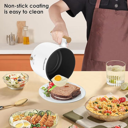 Audecook Hot Pot Electric with Steamer, 1.8L Portable Mini Travel Cooker