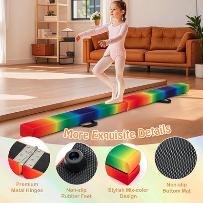 Giantex 7FT/8FT/9FT Balance Beam, Folding Gymnastics Beam w/Carry Handles